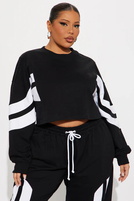 Ensemble de pantalons Leiona French Terry - Noir/Blanc