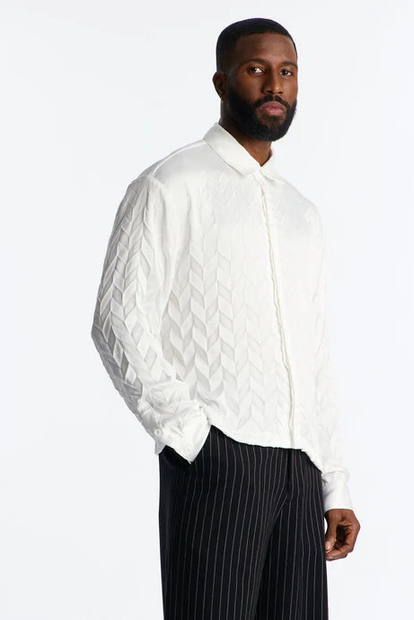 Chemise boutonnée Prism Weave - Blanc
