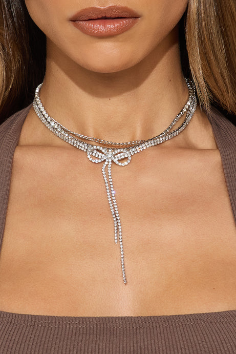 Collier ras du cou en strass Cold Nigh - Argent