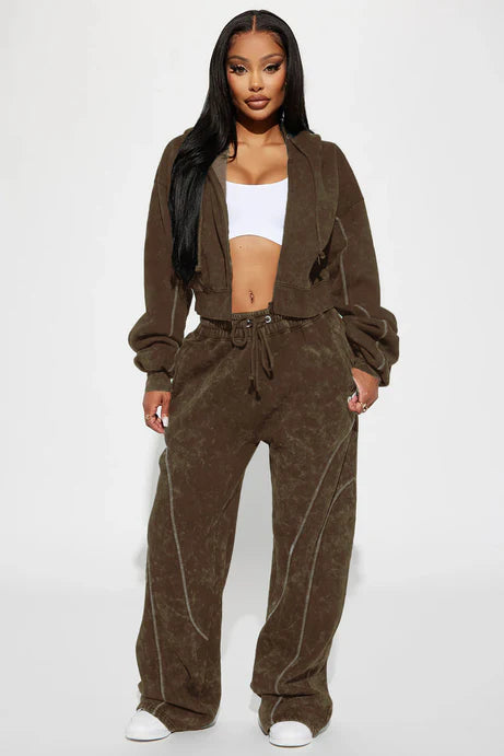 Pantalon de salon lavé Norah - Marron