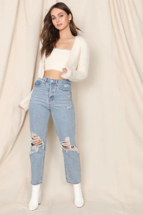 Chaussons en similicuir Safia - Blanc